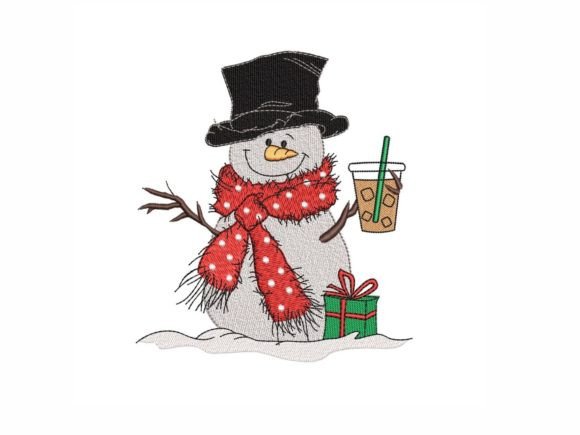 Snowman with Iced Coffee: A Winter Embroidery Review